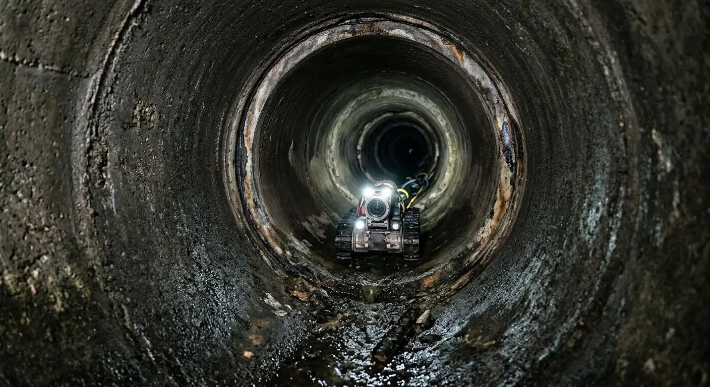 Robotic sewer camera inspecting pipe interior for Drain Snake Service in Auburn